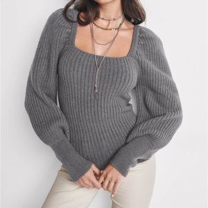 VENUS gray square neck sweater NWOT
